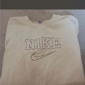 Nike Crewneck Sweatshirt by in Cream with Embroidered Logo